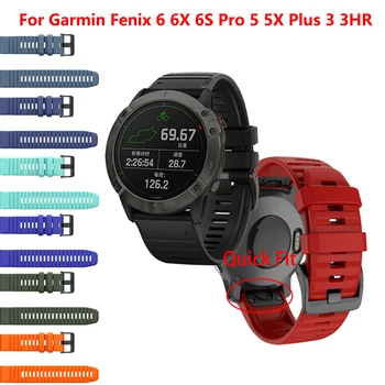 

for Garmin Fenix 6S 6 6X Pro 5S 5 5X Plus Silicone Easyfit watchband Quick Release 20 22 26mm For Forerunner 945 wrist strap
