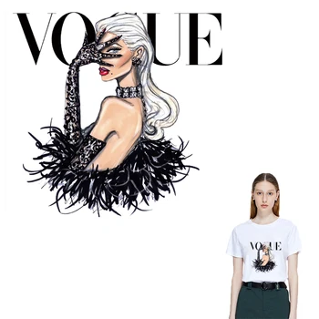 

Heat Transfer Patch For Girl Clothes Thermal Sticker Fashion Model Ironing Patch Diy T-Shirt Washable Applique Transfer Sticker