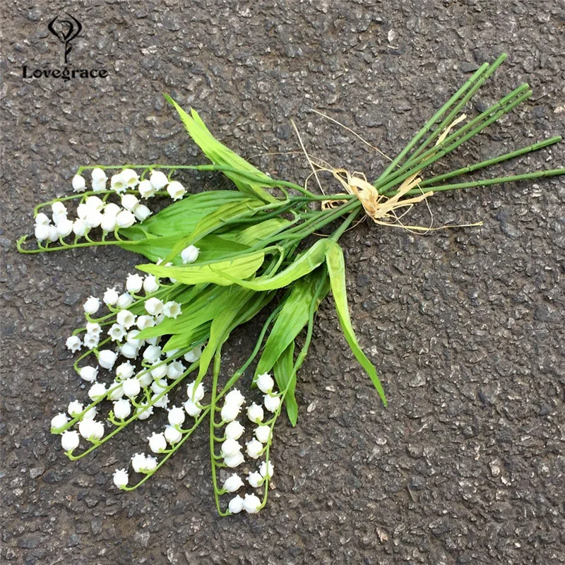 Meldel 1 шт. пластиковая искусственная лилия долина цветок ветка белые Искусственные цветы Свадебный Стол венок домашняя ваза DIY Украшение Цветок
