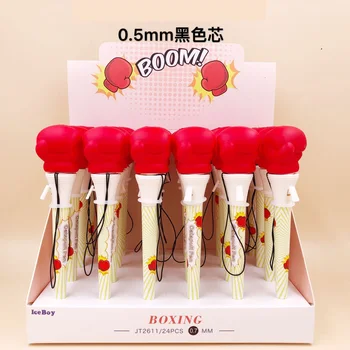 

24pcs/lot blue ink creative Fist shaped silicone bounce ballpoint pen school office stationery gift prize ballpoint pen