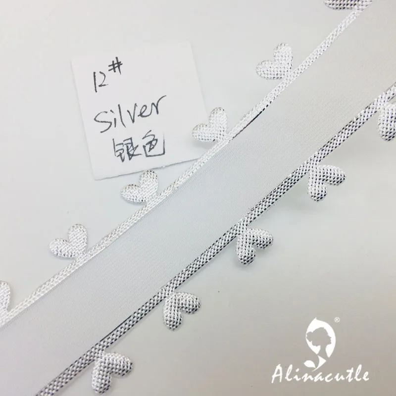 NO 12 SILVER 20 ярдов 2,5 см ширина сердце границы ленты рулон одежды ткань для ремесла украшения катушки ремесло DIY ручной работы карты вечерние на Рождество - Цвет: NO 12 SILVER