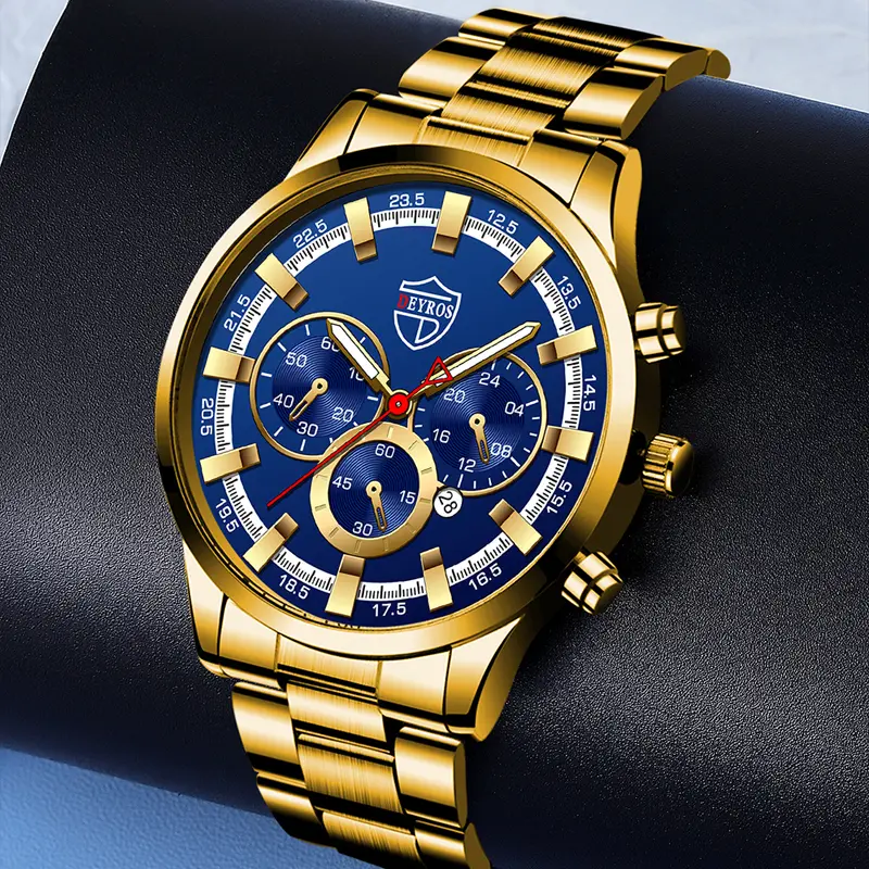 Fashion Mens Watches Luxury Men Sports Gold Stainless Steel Quartz Wrist Watch Man Business Casual Leather Watch часы мужские - Image 4