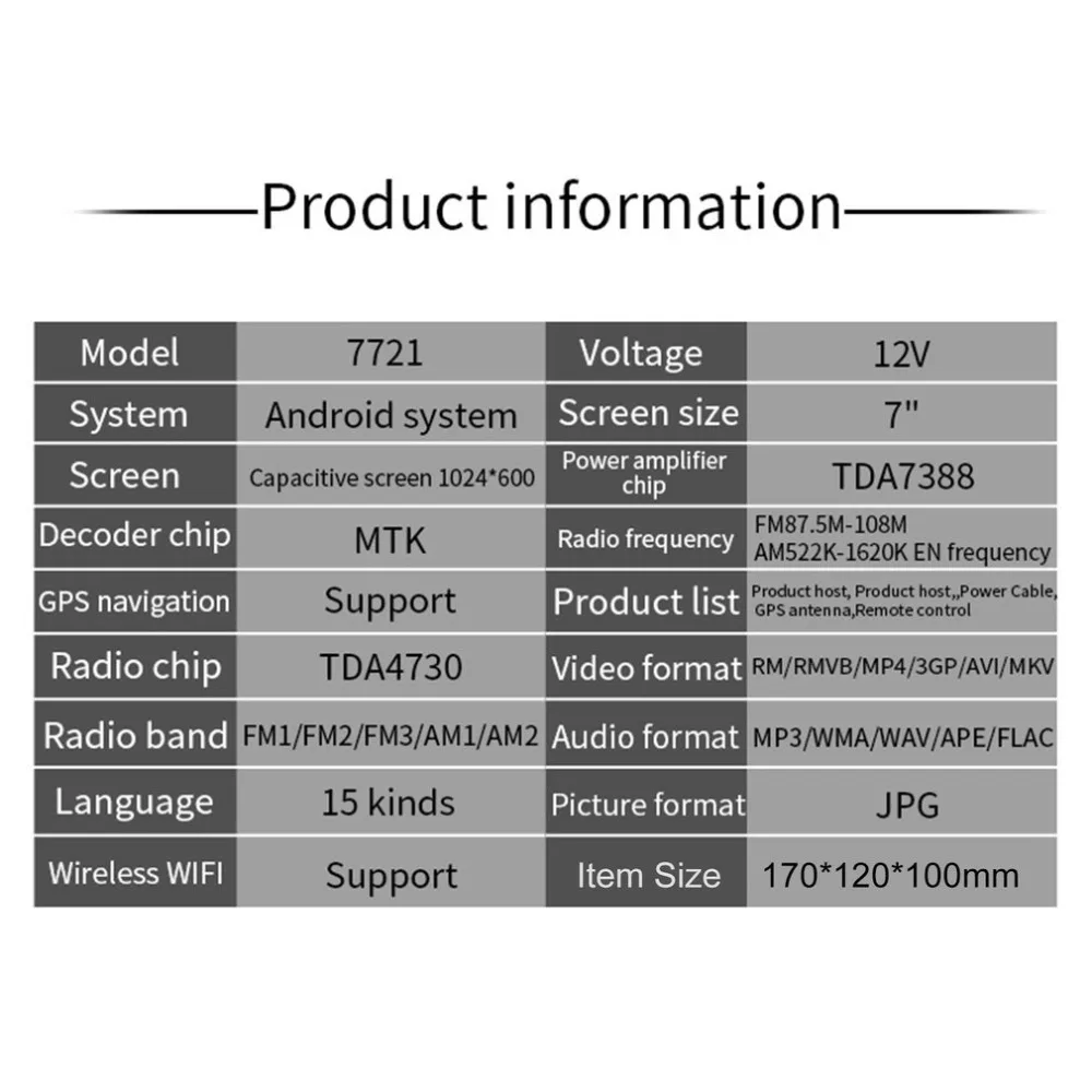 RK-7721A, профессиональный 7-дюймовый HD 1024*600 емкостный экран, 7 цветов, светильник, автомобильный DVD MP3 плеер, Европейская Карта