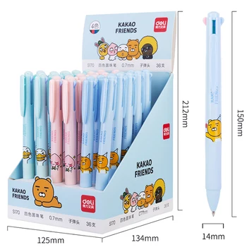 

6Pcs Press Four-Color In 1 Ballpoint Pen Multicolored 0.7Mm Ball Point Pen Cute Korean Stationery Marker Pen Girl Gift