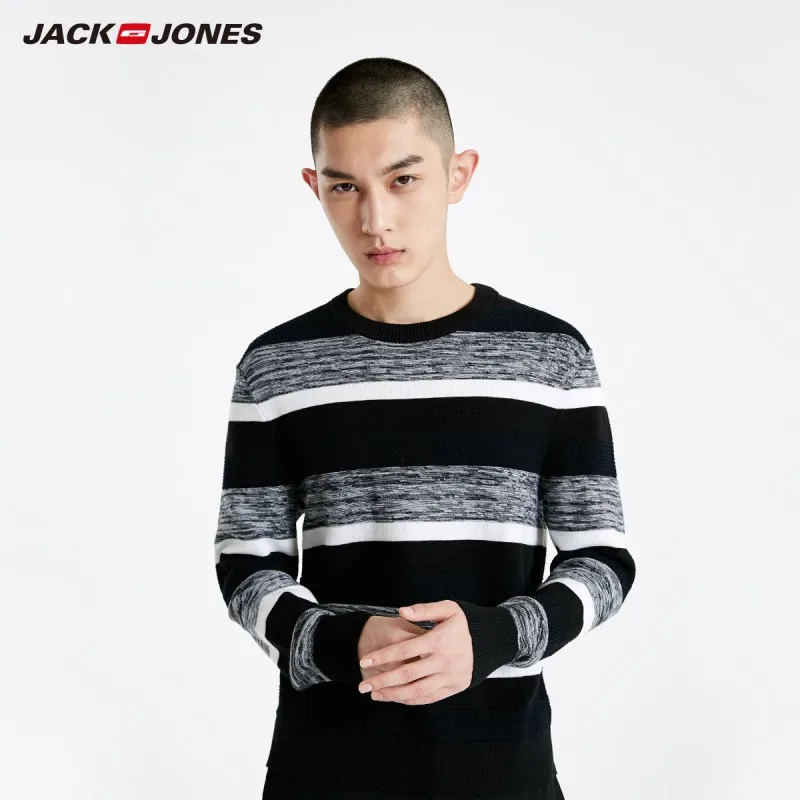 JackJones мужской полосатый свитер пуловер Топ Мужская одежда 219124517