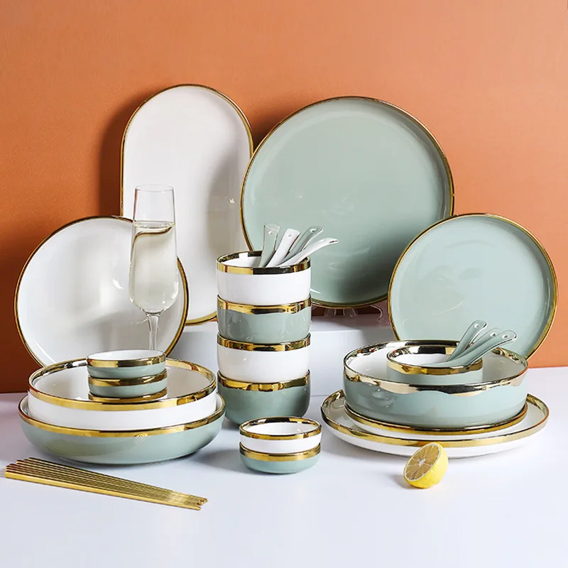 Ceramic Gold Plate Dinnerware Set - Image 4