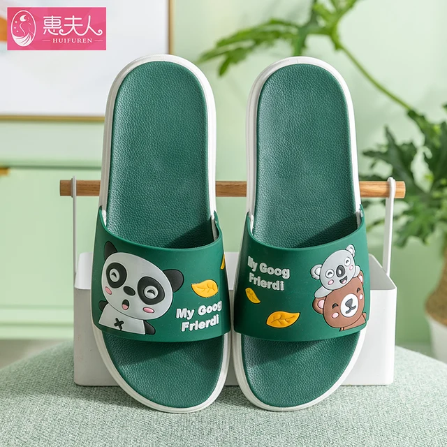 Cool Slippers Couple Male Outside Wear a Pair of Thick Soles Slippers Ins Antiskid Household Household Cute Summer Indoor Female Dark green