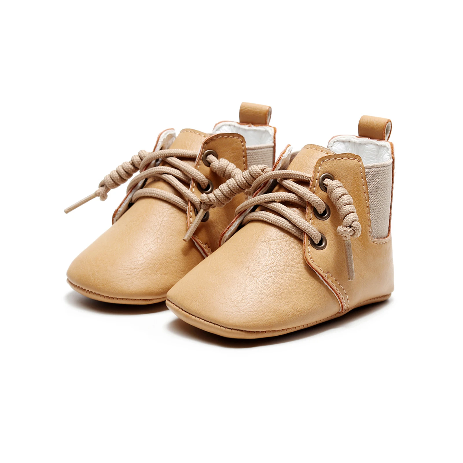 Infants Soft-Soled Shoes Leather Socks Walking Anti-Slip Birthday Gift Winter Lace-up Retro Sneaker