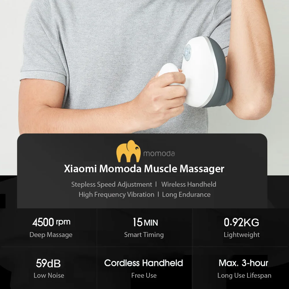 Xiaomi Momoda, массажер для мышц, глубокая Релаксация организма, Электрический массажер для упражнений, вибрационная фасция, перезаряжаемый массажный набор для тела