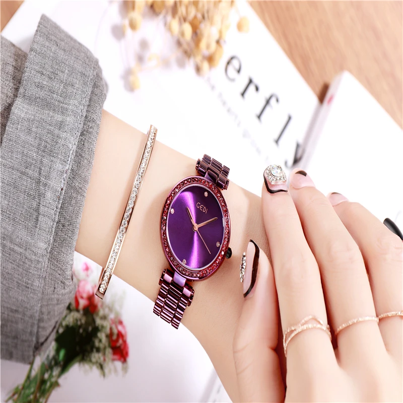 

Watch women quartz wristwatches Luxury ladies watches Upscale stainless steel waterproof round watch fashion Gypsophila dial