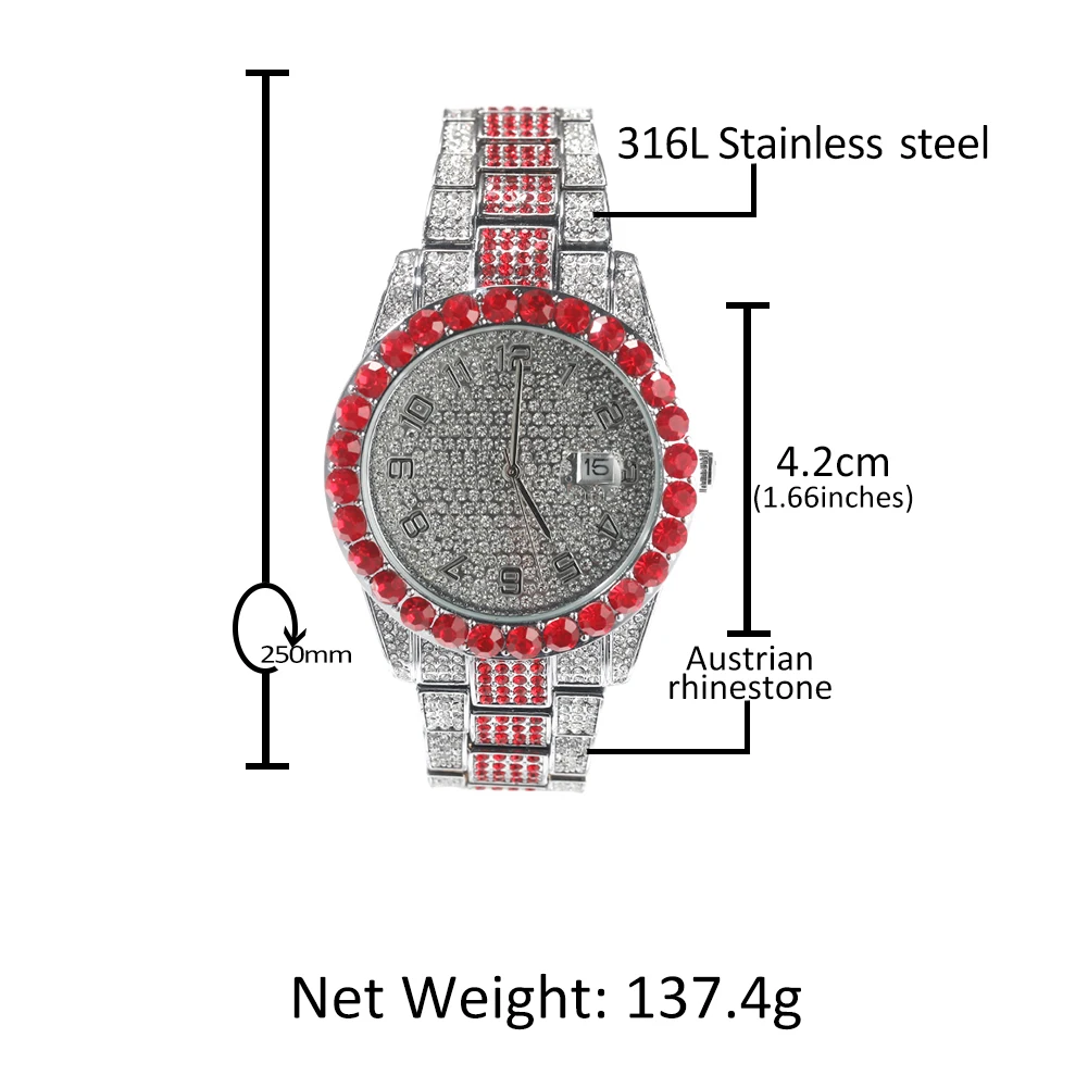 Iced Out Moissanite Watch: Hip Hop Luxury Diamond Wrist Watch for Men