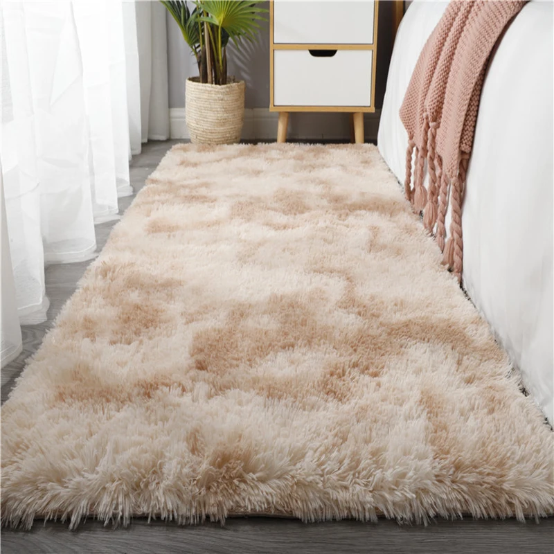 Soft Carpet for Living Room Plush Rug Fluffy Thick Carpets Bedroom Area Long Rugs Anti-slip Floor Mat Gray Kids Room Velvet Mats Floor Mat Shaggy Rugs