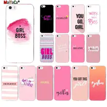 MaiYaCa Girl Boss Rosa mujeres power dibujos animados novedad funda de teléfono para iPhone 11 pro XS MAX 8 7 6 6S Plus X 5 5S SE XR(China)