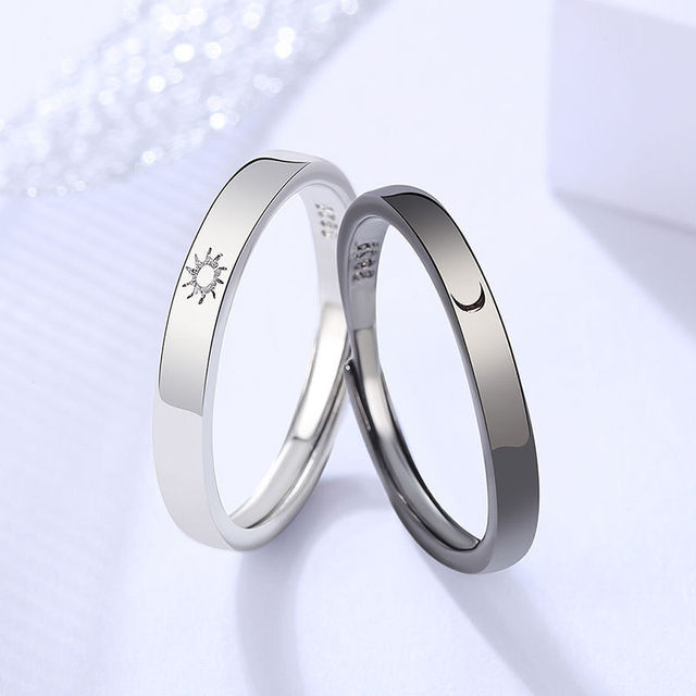 Pcs Sun Moon Lover Couple Rings Simple Opening Ring For Couple Men Women Wedding Engagement Promise Valentine's Day Jewelry