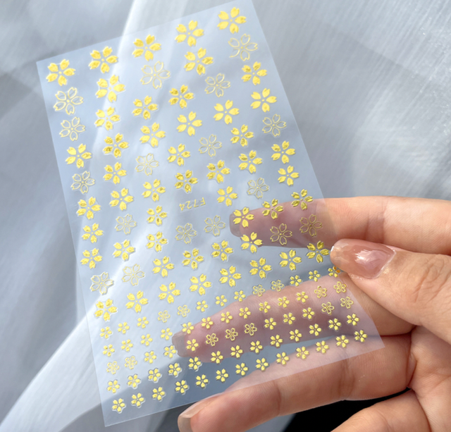 White Flowers Nail Art  Adhesive Stickers for Nails Cute Paper Parts With Avocado Direct Paste Decals Designs Manicure