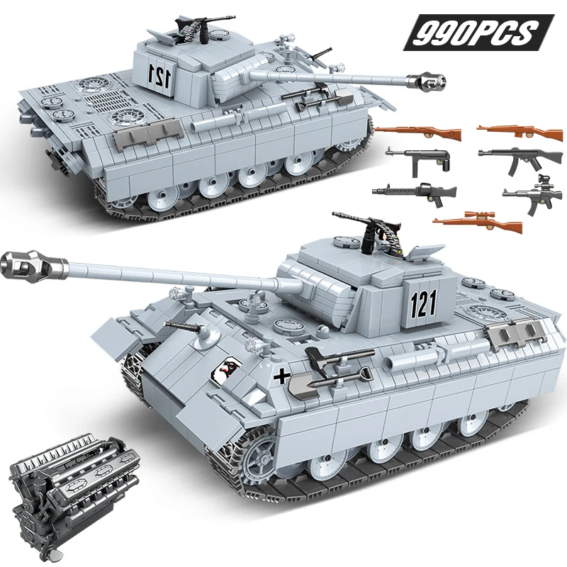 Technic Leopard Tank World Panther 121 строительные блоки военный WW2 солдатское оружие армейские
