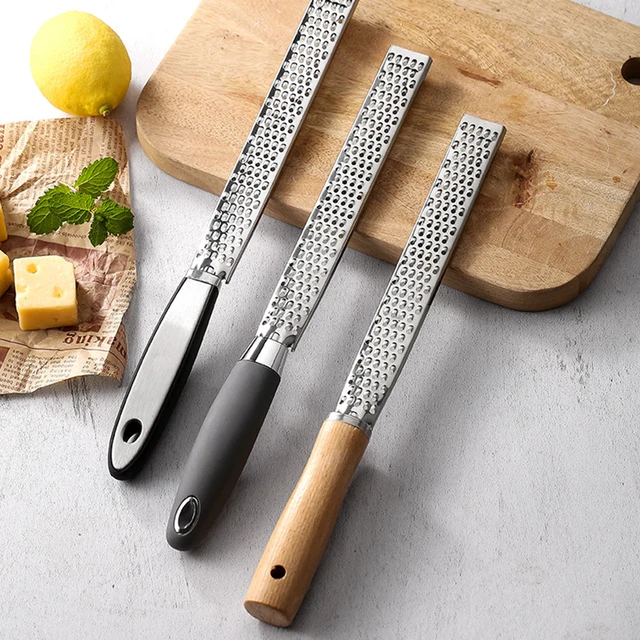 Stainless Steel Cheese Grater with Natural Wood Handle for Parmesan Cheese Lemon, Ginger, Cheese, Nutmeg, Potato, Chocolate and Garlic Small