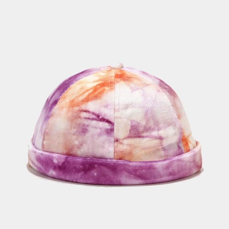 Tie Dye Adjustable Outdoor No Visor Melon Cap Hip Hop Spring Summer Brimless Fashion New Unisex Skull Cap Men Beanie