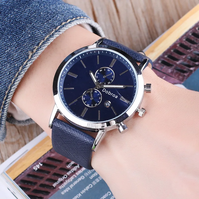 

Hot Sales Casual Business MEN'S Table Multi-functional Waterproof Night Light Calendar Leather Quartz Watch Men's