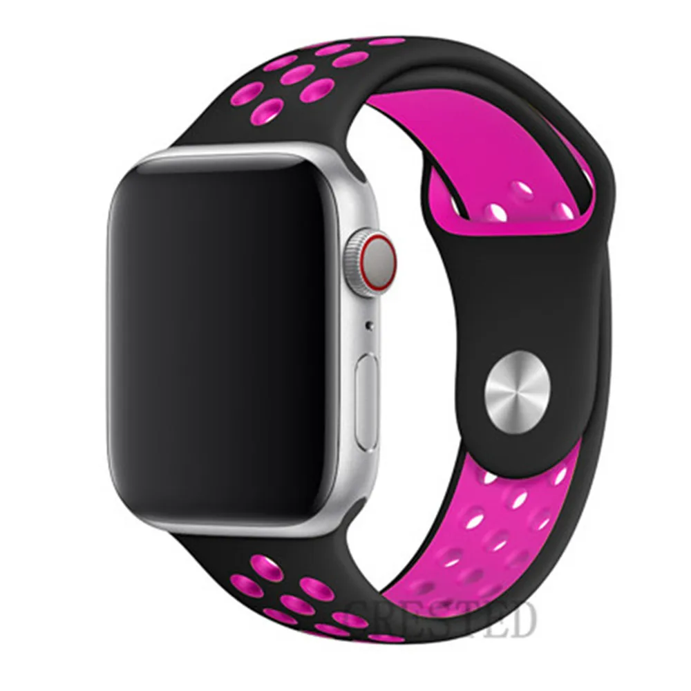 black pink 22 Ремешок для apple watch 5 4 3 ремешок 44 мм/40 мм iwatch ремешок 5 42 мм/38 мм correa силиконовый браслет аксессуары для часов - Цвет ремешка: black pink 22