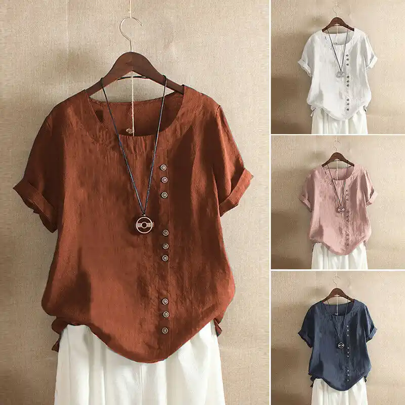 womens linen shirts plus sizes
