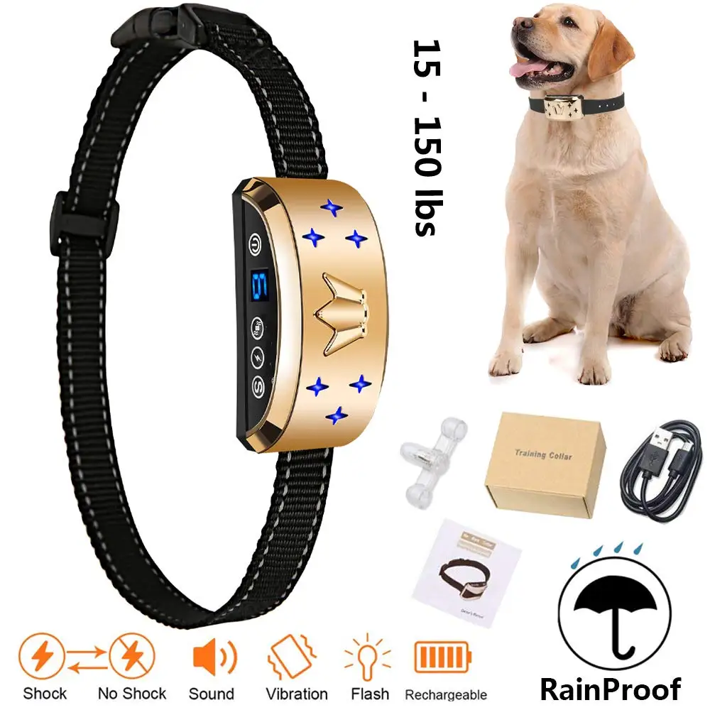 

Electronic Rechargeable Shock Training Collar Dog Shock Collar For Small Large Medium Dogs Vibration Pet Repeller Anti Barking