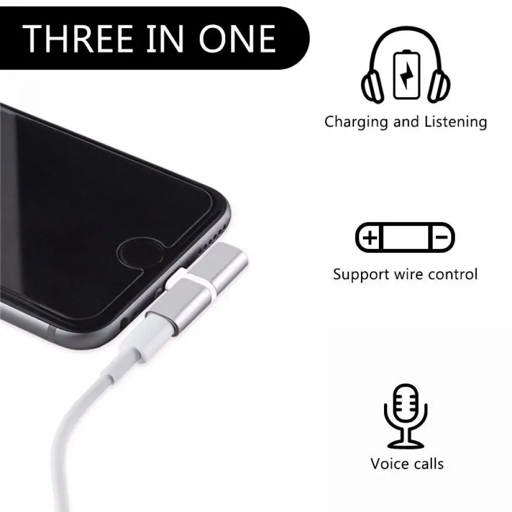 Egeedigi 2 in 1 Audio Charging Adapter for Lightning Splitter To Charging Earphone AUX Jack Cable for iPhone X XR Xs Max 7 8Plus