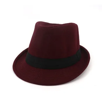 

Classics Autumn 2020 Winter Short Brim Felt Fedoras Hat Men Black Red panama Vintage top mens hats gentleman fedora