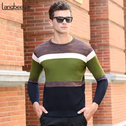 Новые модные брендовые свитера мужские пуловеры теплый, Облегающая посадка вязаные джемперы с круглым вырезом зимний Корейский стиль