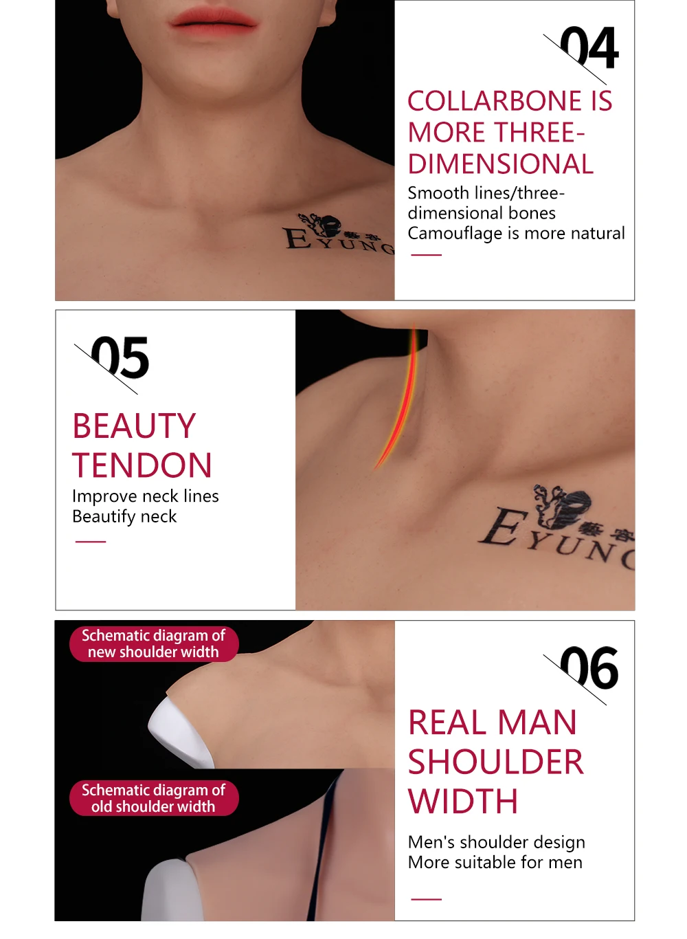 Eyung Crossdresser Transgender Realistic Silicone Female Face Mask With E Cup Boobs Halloween Masquerade Silicone Breast with Mask (21)