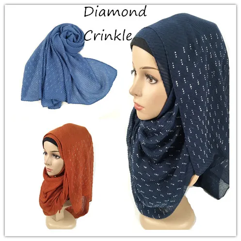 

Diamond Crinkle Plain Wrinkle Wrap Bubble Cotton Viscose Long Shawl Scarf Women Crinkled Hijab Shawl Muslim Head Hijab Scarf