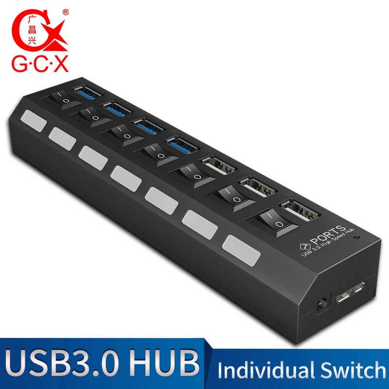 

USB Hub multi USB 2.0 3.0 Splitter High Speed 5Gbps USB Adapter 7 Ports With on/off Switch For Laptop PC Computer Accessories