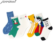 Jerrinut 1 пара носки женские теплые веселое Harajuku childlike Kawaii повседневные хлопковые милые корейские с принтом Смешные забавные носки