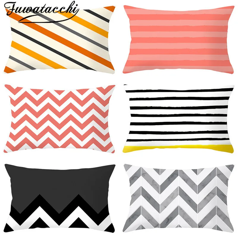 

Fuwatacchi Geometric Wave Cushion Cover 30*50cm Horizontal Stripes Rectangle Pillow Covers Decorative for Home Decor Pillow Case