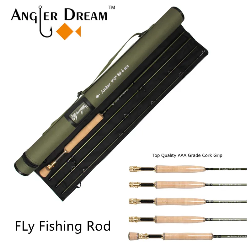 US $52.05 ANGLER DREAM Archer Fly Fishing Rod 4 Section Fishing Tools Fast Action Fly Rod Graphite IM 10 36T Carbon Fiber Stream Fly Rod
