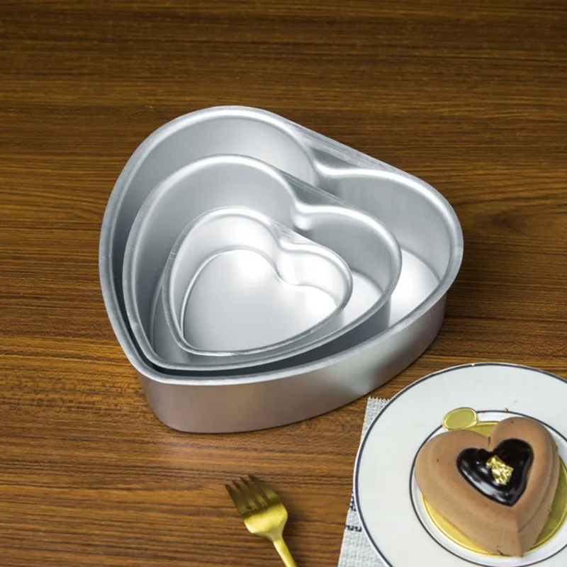 

Heart Shape Cake Ring With Bottom Tray Removable Cake Ring Aluminum Alloy DIY Baking Mold 3/6/8/10 Inches Cake Ring For Kitchen