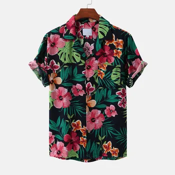

Summer Shirt Men Fashion Mens Printed Turn Down Collar Short Sleeve Casual Shirts Мужские Рубашки Для Мальчиков