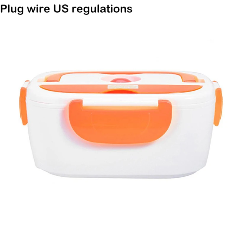 US-orange Vertvie 1.05L контейнер для еды, подогреватель пищи, наборы посуды, ЕС/США/Великобритания, автомобильный сигаретный светильник, вилка, портативный Электрический нагревательный Ланч-бокс - Цвет: US-orange