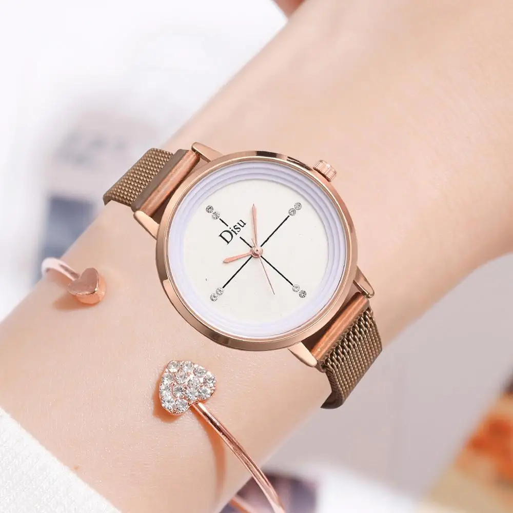 

Luxury Rose Gold Ladies Dress Watch 2019 New Fashion Women Magnetic Quartz Wristwatches Simple Style Female Clock montre femme