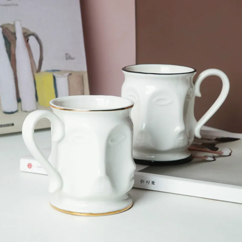 Creativity Face Shape Phnom Penh Coffee Milk Drink Coke Travel Handle Portable Ceramics Mug Office Tea Cup Adult Water Cup
