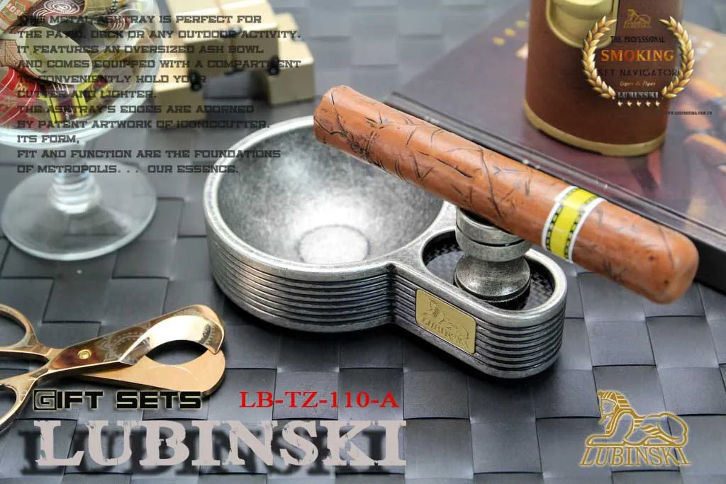 2 in 1 Cigar Ashtray Set Cigar Holder Portable Travel Metal Pocket Cigarette Ashtrays Outdoor Car Ash Tray LB-TZ-110