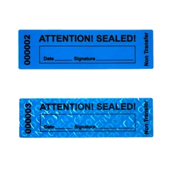Blue Tamper Proof Stickers Non Transfer Security Warranty void Labels/ Stickers/ Seals for Reusable Package with Serial Numbers