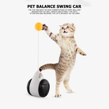 Gobelet balançoire jouets pour chats chaton interactif Balance voiture chat chassant jouet avec boule d'herbe à chat drôle produits pour animaux de compagnie