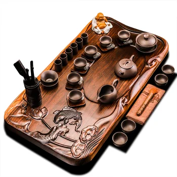 

Full Page Ebony Solid Wood Tea Tray Zisha Gong Fu Teaset Set Household Simple Char Making Group Teapot Teacup