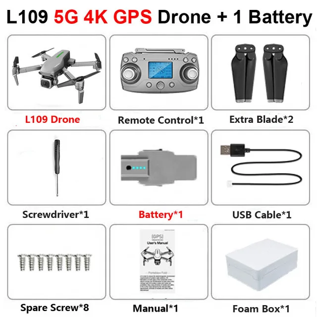 Радиоуправляемый квадрокоптер L109 Дрон gps 4K HD камера 5G wifi FPV Бесщеточный мотор складной селфи дроны Профессиональный 1000 м дальние расстояния - Цвет: L109 4K 1B FOAM