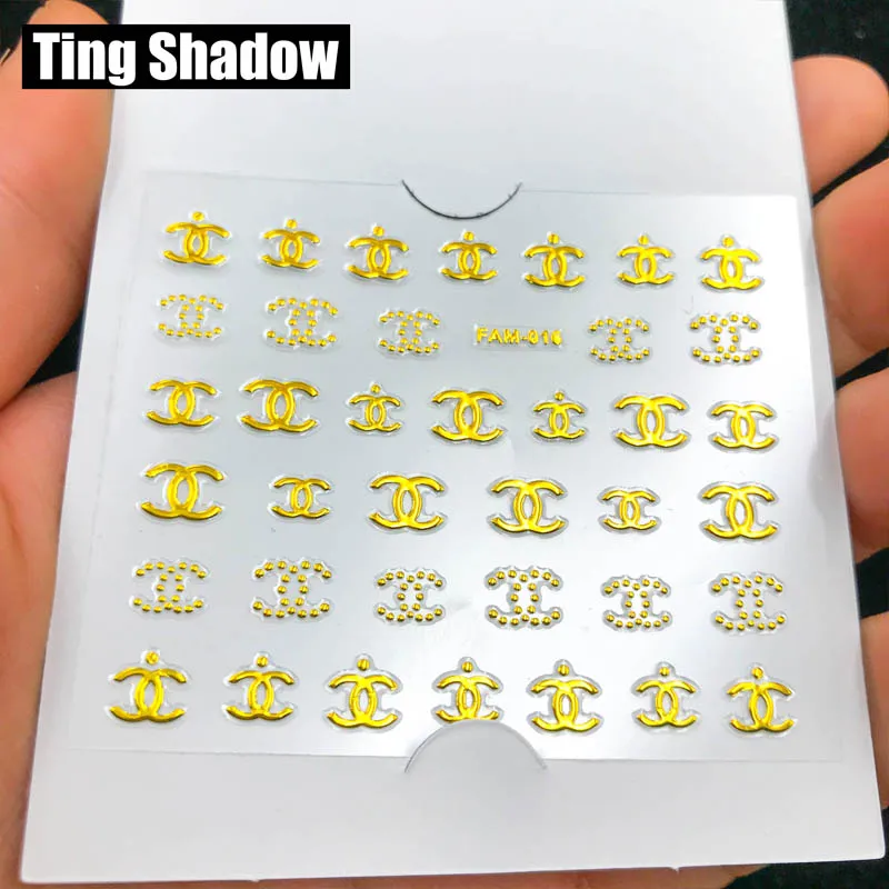 60pcs FAM016 1 Набор = 60 шт брендовых металлических наклеек для ногтей - Цвет: 60pcs FAM016