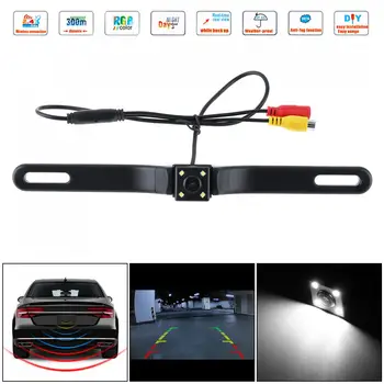 

CMOS Waterproof Car Rear View Camera Auto Reverse Backup Square Rearview Camera Night Vision Parking Assistance with 4 LEDs