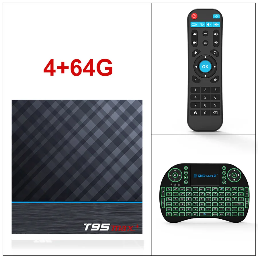 Android 9,0 ТВ приставка T95 MAX+ Plus Smart Amlogic S905X3 4G ram Wifi приставка поддержка Youtube HD видео медиаплеер PK H96 Max - Цвет: 4G64G ADD I8