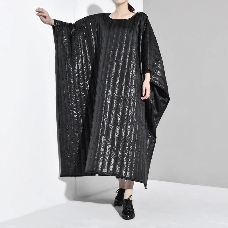 [EAM] длинное пальто большого размера с хлопковой подкладкой, длинные рукава, свободный крой, женские парки, модная новинка, Осень-зима, LA6780