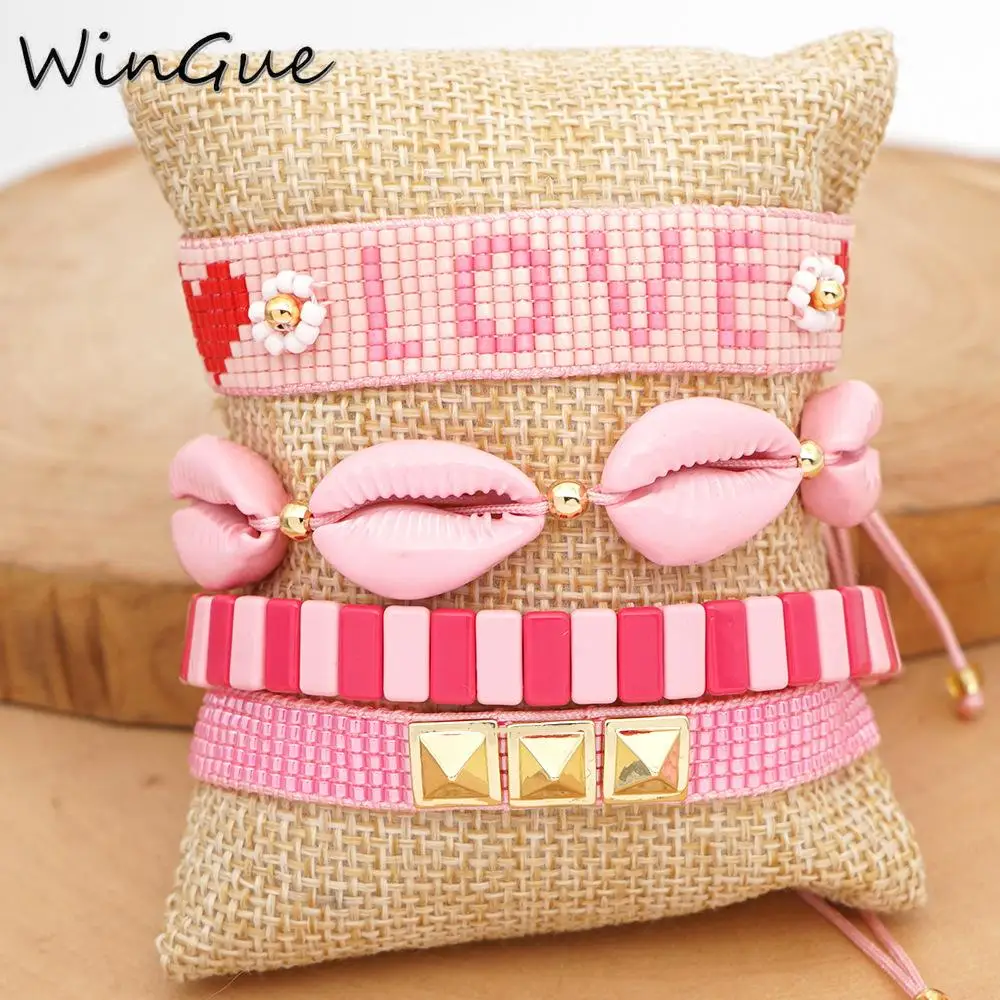Эмалированный плиточный браслет Love Pulseras Mujer Moda MIYUKI сердце браслеты ювелирные